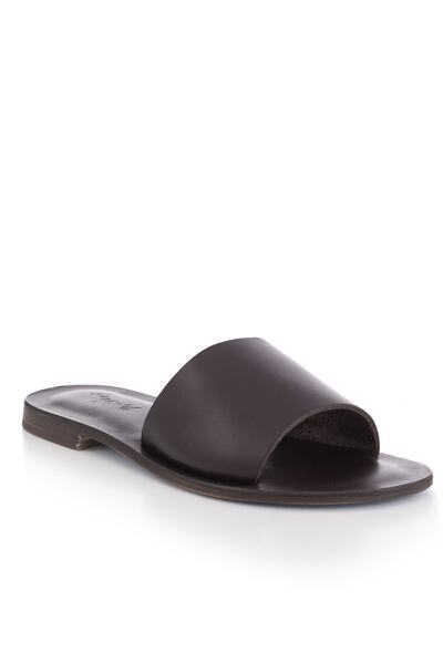 DaphneSandals Papuci de damă din piele naturală maro lucrați manual - Kk3001