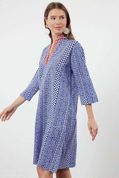 Trendyol Collection Ethnic Patterned Midi Beach Dress - 100% Cotton TBESS24EL00147
