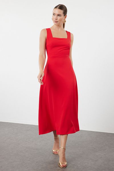 Trendyol Collection A-kivágású piros stílusos estélyi ruha - TPRSS24EL00208