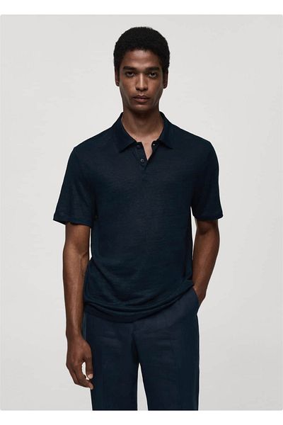 MANGO Man Slim fit 100% λινό μπλουζάκι πόλο