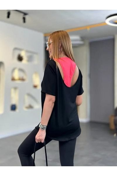 Modayakamoz Γυναικεία μπλούζα με λεπτομέρεια νέον - ύφασμα με δύο κλωστές