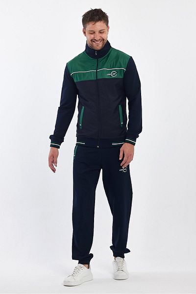 LİVE SPORT Ανδρική αθλητική φόρμα γυμναστικής Navy Blue 2 Thread - Stand Collar
