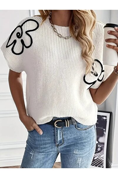 JANES Жіноча квіткова деталізована трикотажна блуза