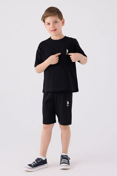 U.S. Polo Assn. Costum bermuda neagră pentru băiat