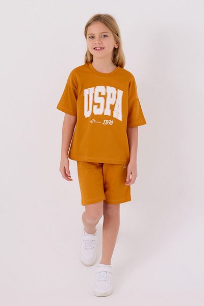 U.S. Polo Assn. Girl's Orange Bermuda Suit