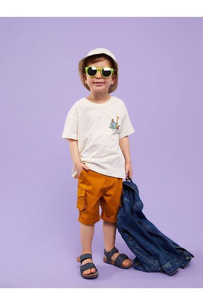 LC Waikiki Crew Neck Short Sleeve Printed Cotton Baby Boy T-Shirt