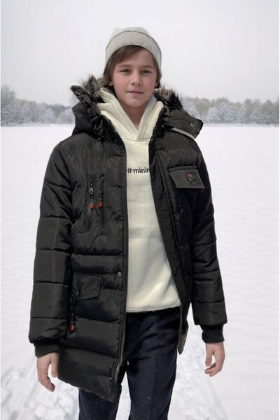 Asortix Chlapecký kabát Vodě a větruodolná kožešina s odnímatelnou kapucí