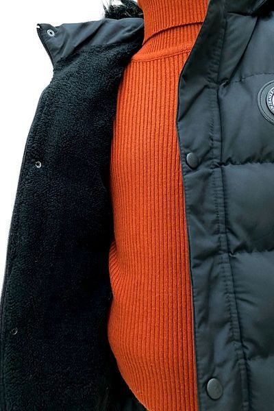 Asortik Kids Boy's Thick Winter Inflatable Dense Fiber Filled Fleece Hips Between Knees Fur Hooded Coat
