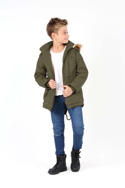 Asortix Boy's Waterproof Removable Hooded Plush Fur Lined Long Coat