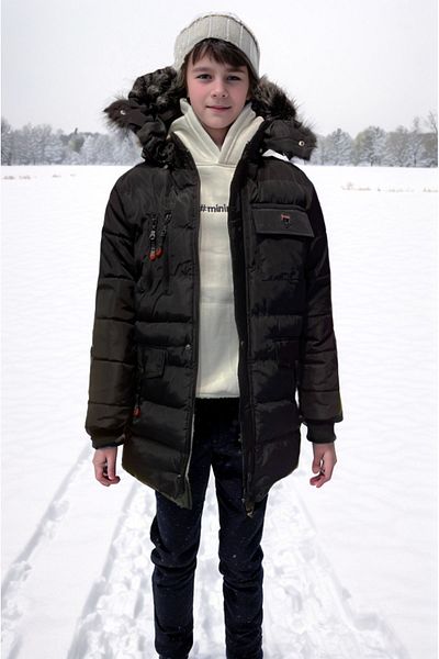 Asortix Boy's Coat Water and Windproof Fur Lined Detachable Hooded Coat Coat