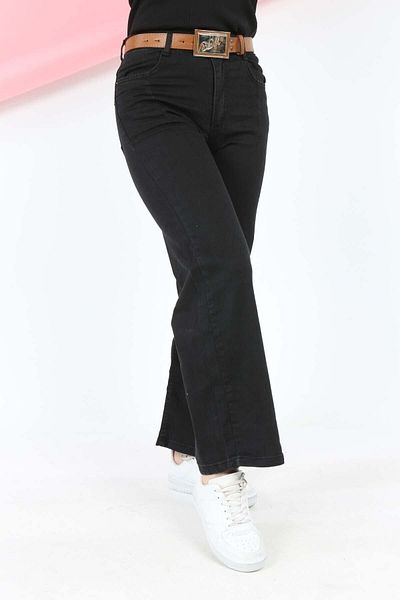 Asortix Girl's Loose Cut Jean Fabric Wide Leg Denim Trousers