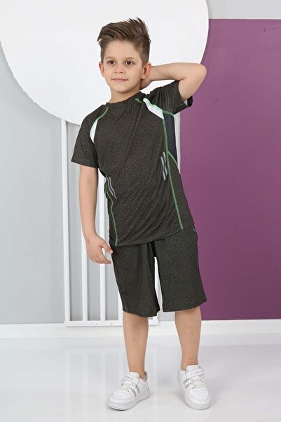 Asortik Kids Boy's Diving Fabric Sports Shorts T-Shirt Bermuda Bottom-Top Set