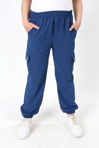 Asortix Girl's Airobin Woven Fabric Summer Trousers with Cargo Pockets and Elastic Waist Legs