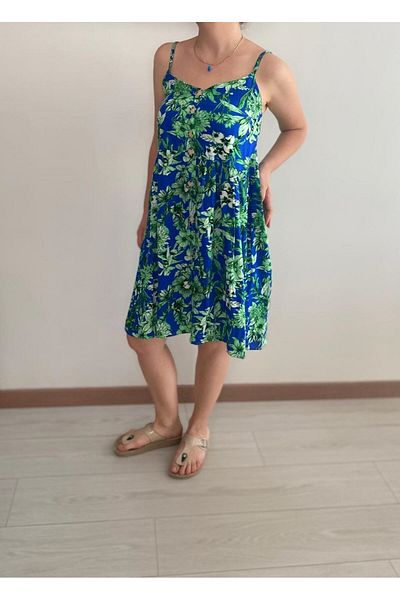 sharin Rochie de vară pentru femei cu bretele Midi colorate cu nasturi - A1-2235