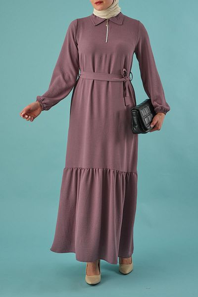 LİVE SPORT Γυναικείο φόρεμα Dusty Rose Aurobin - Μισό φερμουάρ, πλήρες μήκος