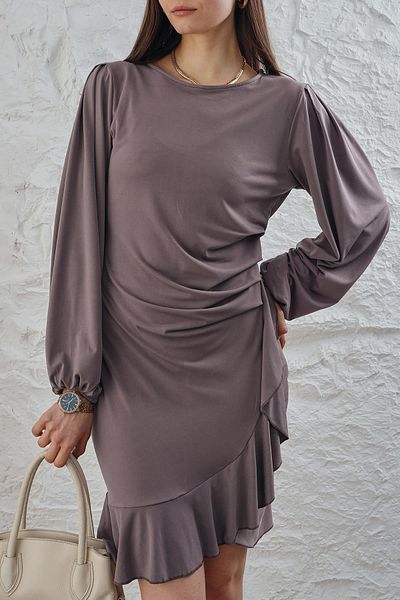 LİVE SPORT Γυναικείο μακρυμάνικο φόρεμα Sandy Fabric Flounced - Mink