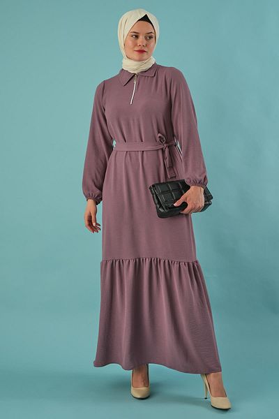 LİVE SPORT Γυναικείο φόρεμα Dusty Rose Aurobin - Μισό φερμουάρ, πλήρες μήκος