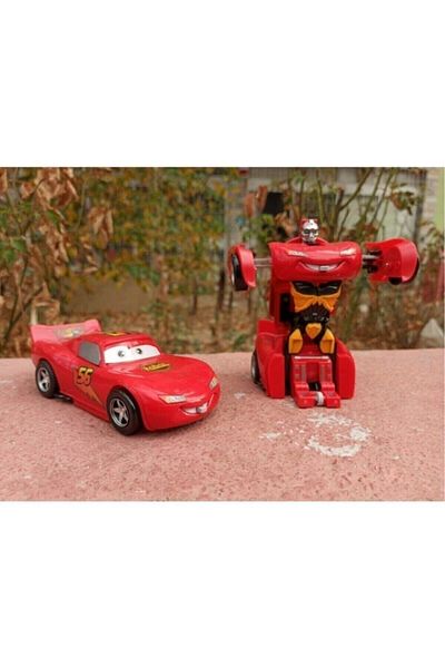 Erdem Oyuncak سيارات Lightning Mcqueen Pull Drop تتحول إلى سيارة روبوت بمفتاح واحد