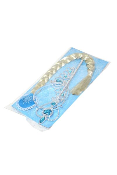 CAN OYUNCAK Frozen Karlar Ülkesi Elsa Örgü Saç Taç Asa Seti 03617
