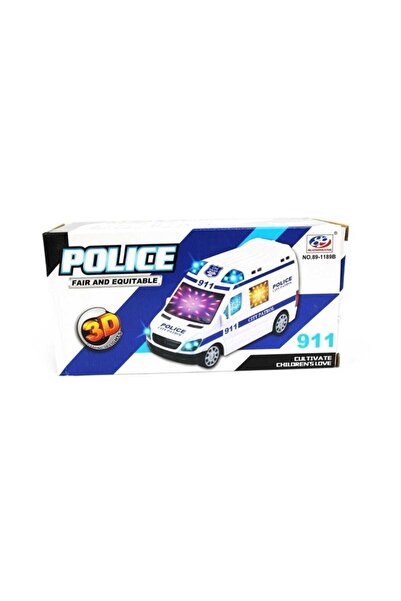 Ararat Oyuncak Beyaz 3d Ledli Pilli Işıklı Srenli Oyuncak Polis Arabası