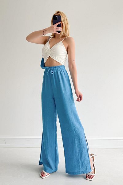 Touz Moda Μπροστινή μπλούζα με μπαλάκι λευκή