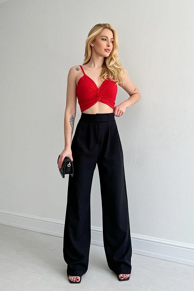 Touz Moda Μπροστινή μπλούζα με μπαλάκι κόκκινο