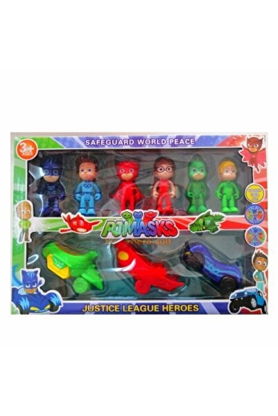 BFY TOYS Pjmaskeliler 6 Figür 3 Arabalı Set , Pjmask , Pjmask Arabalı , 5 Fig...