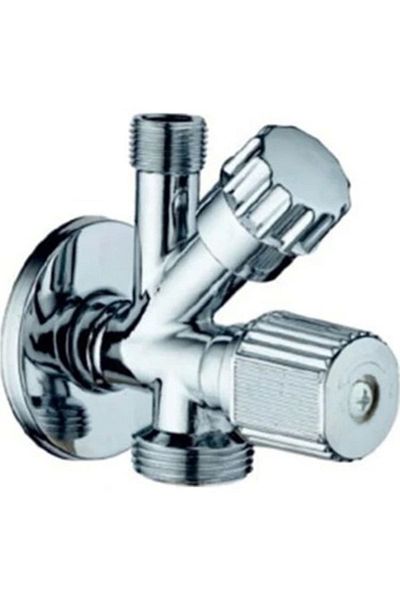 Kervan Double Fork Washing Machine Tap and Intermediate Bite Tap with Outlet