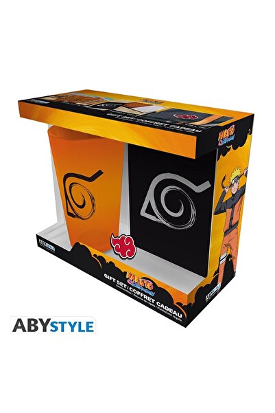 Genel Markalar DEFTER NARUTO SHIPPUDEN Gift Set XXL glass + Pin + Notebook Konoha