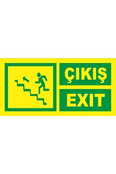 BAYSAN YANGIN Fosforlu Fotolümen Levha Çıkış Exıt Yönlendirme Sol Merdiven Yu...