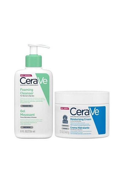 CeraVe مجموعة العناية الشتوية منظف رغوي 236 مل مرطب 340 جم