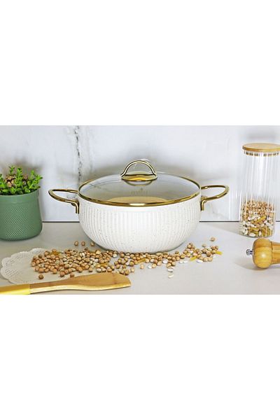 Evita Oyster Gold Granite 24 Cm Deep Pot Ivory
