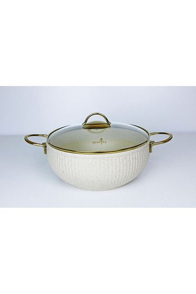Evita Oyster Gold Granite 24 Cm Deep Pot Ivory
