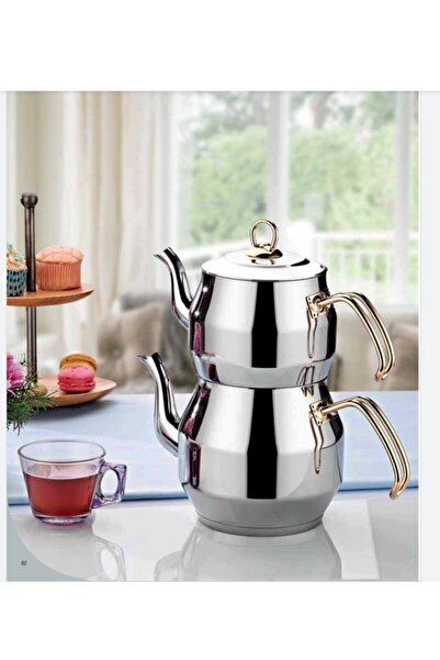 yağcı Gold Large Size Metallic Inter Steel - Teapot and Stainless