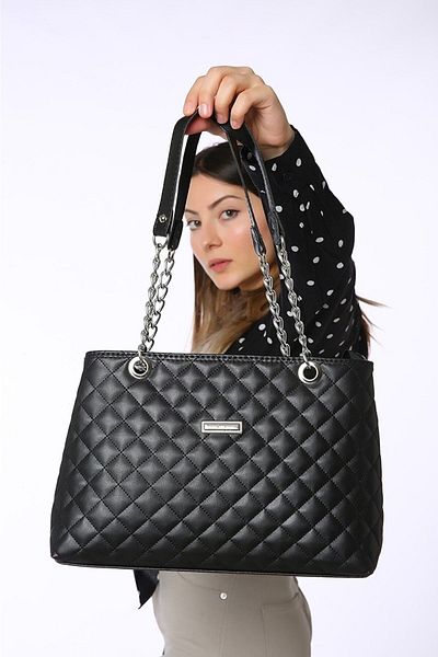MAC&MOS Women's Black Chain Strap Hand and Shoulder Bag