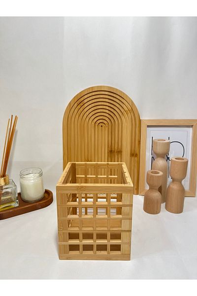 Mirilliahome Бамбуков квадратен органайзер, тава за лъжици, квадратна кутия за органайзер