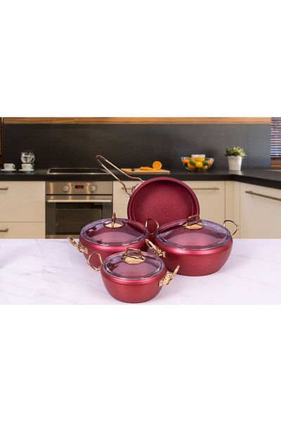 Koch Collection LEON 7 PIECE GRANITE COOKER SET - RED