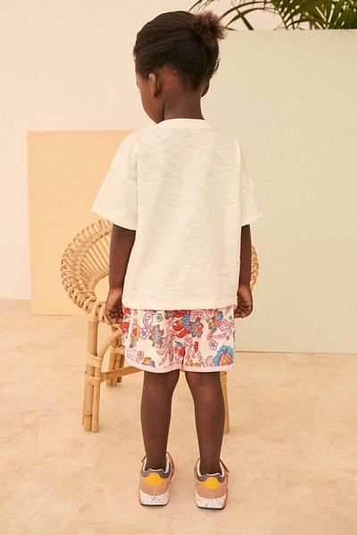 Next Baby Cream Sunshine Floral Shorts Top and Bottom Set