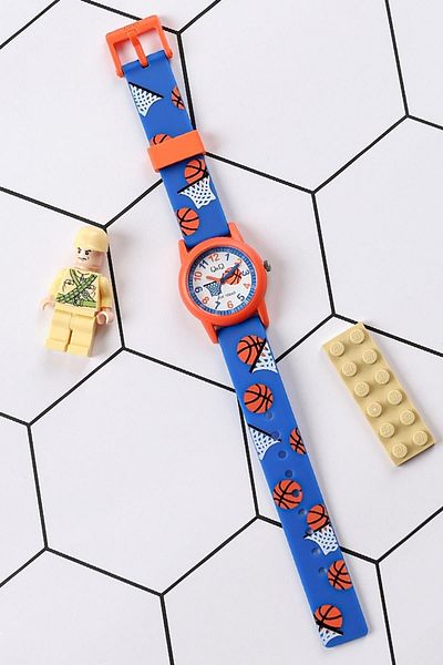 Q&Q Bsk6240 Basketball Themed 10 Atm Waterproof Kids Wristwatch