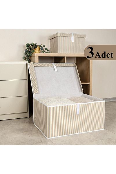 ALAS Multi-Purpose Box of 3 Mega Striped Brown 60*40*30 Cm