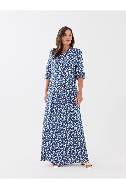 LC Waikiki LCW - فستان نسائي طويل الأكمام بطبعة طية صدر السترة