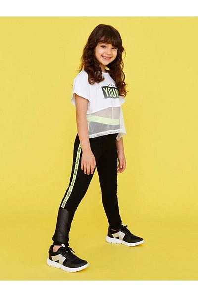 LC Waikiki Elastic Waist Printed Girl's Tights S2ea32z4 Cvl New Black