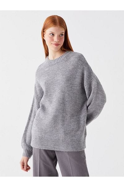 LC Waikiki Long Sleeve Crew Neck Patterned Women's Knitwear Sweater