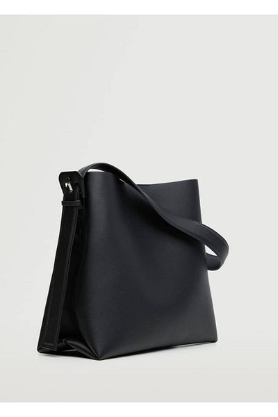Mercan STORES Women's Black Buckle Detailed Large Shopper Bag