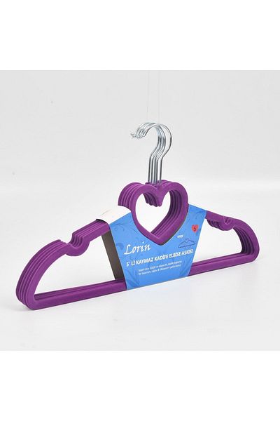 Lorin 5-Piece Velvet Clothes Non-Slip Clothing Wardrobe Hanger Purple Color Hanger