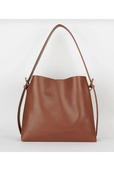 Mercan Stores Women's Tan Color Buckle Detailed Large Shopper Bag
