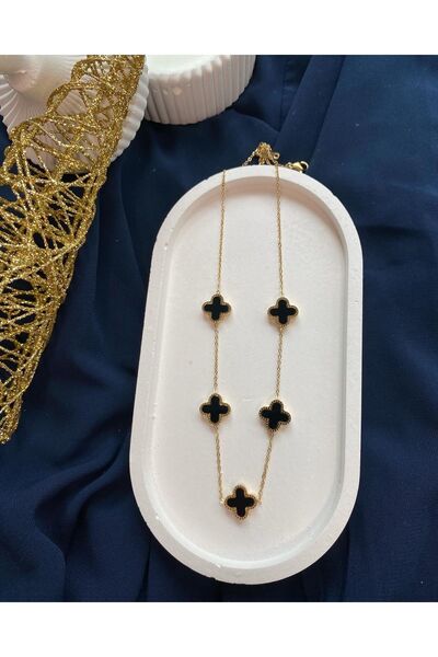 stainles steel Çelik gold model yonca kolye