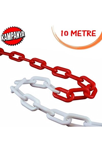 HTM Plastik Zincir Kırmızı Beyaz - Bariyer Zinciri 10 Metre