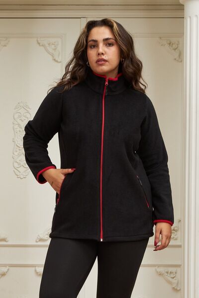 Genel Markalar Büyük Beden Cepli Polar Ceket