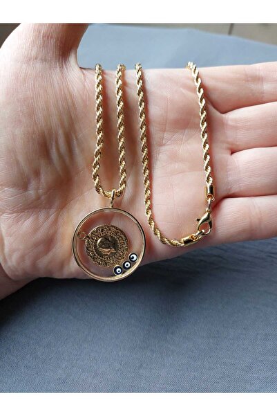 GEZERGOLD TAKI çeyrek kolye fanus içi dolu 22ayar altın kaplama